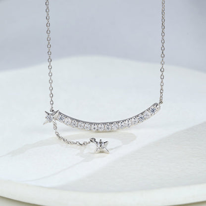 0.25 TCW Round Moissanite Multi Stone Necklace