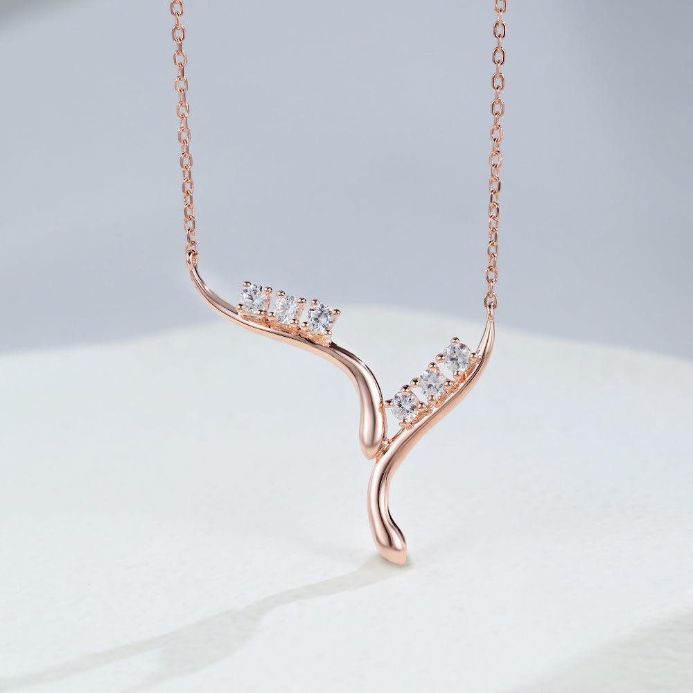 0.50 TCW Round Moissanite Multi Stone Necklace