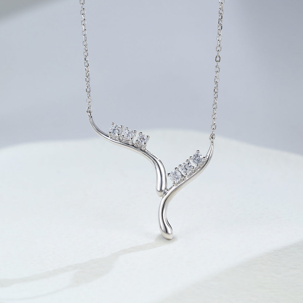 0.50 TCW Round Moissanite Multi Stone Necklace