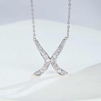 0.89 TCW Round Moissanite X-Shaped Necklace
