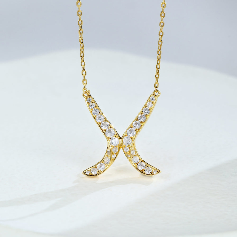 0.89 TCW Round Moissanite X-Shaped Necklace