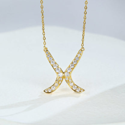 0.89 TCW Round Moissanite X-Shaped Necklace