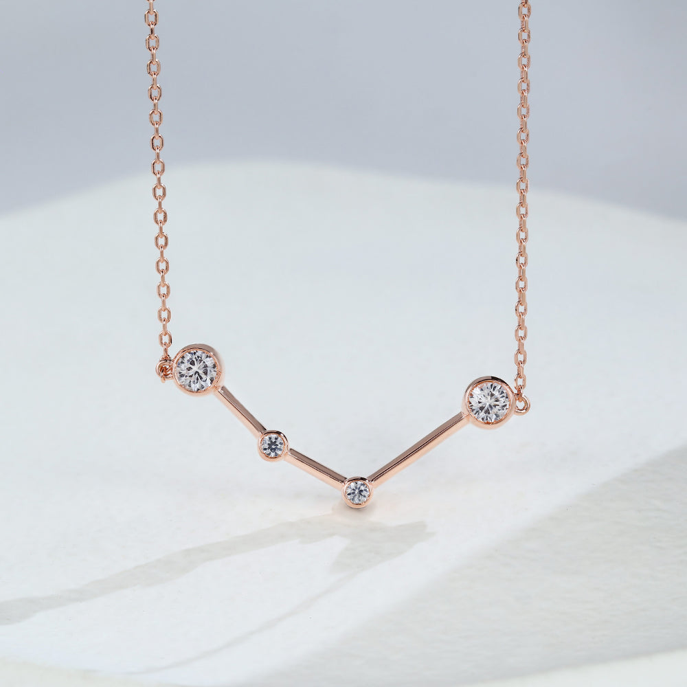 0.75 TCW Round Moissanite Aquarius Zodiac Necklace