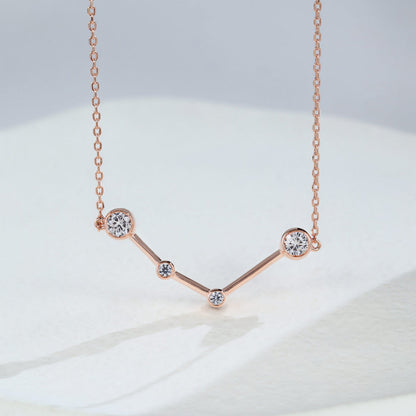 0.75 TCW Round Moissanite Aquarius Zodiac Necklace