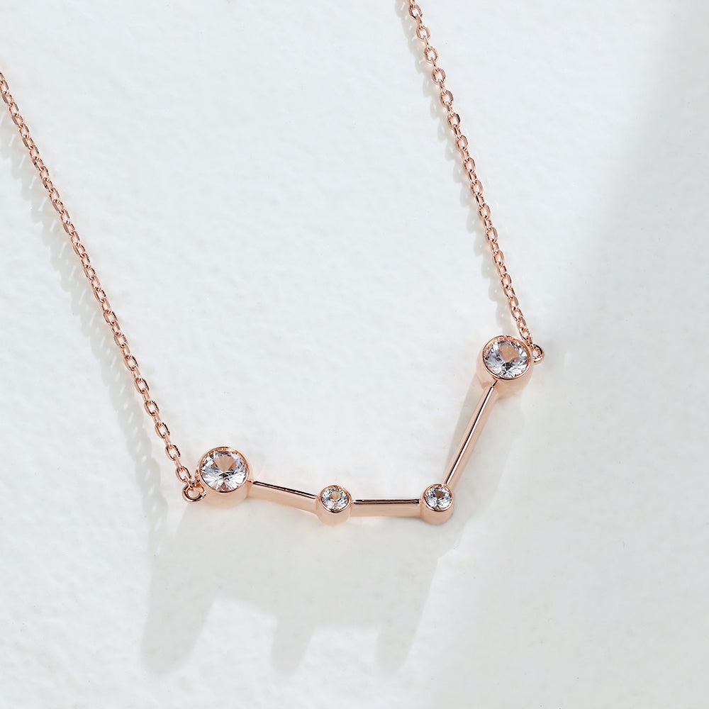 0.75 TCW Round Moissanite Aquarius Zodiac Necklace