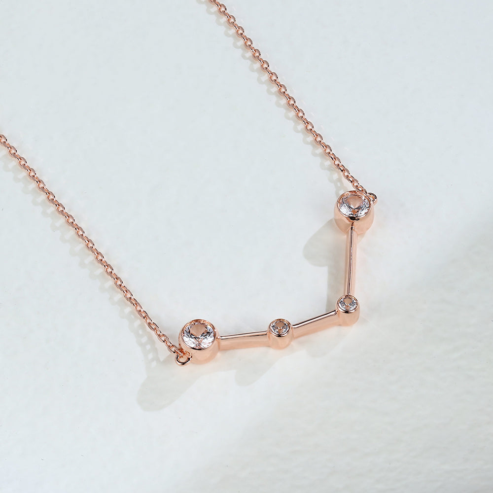 0.75 TCW Round Moissanite Aquarius Zodiac Necklace