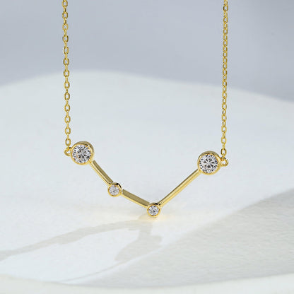 0.75 TCW Round Moissanite Aquarius Zodiac Necklace