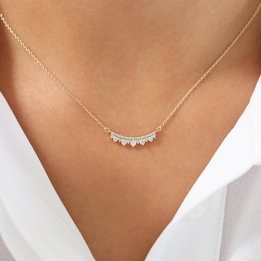 0.35 TCW Round Moissanite Multi Stone Necklace