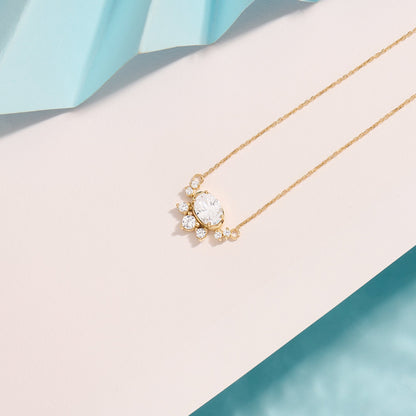 1.70 TCW Round Moissanite Multi Stone Necklace