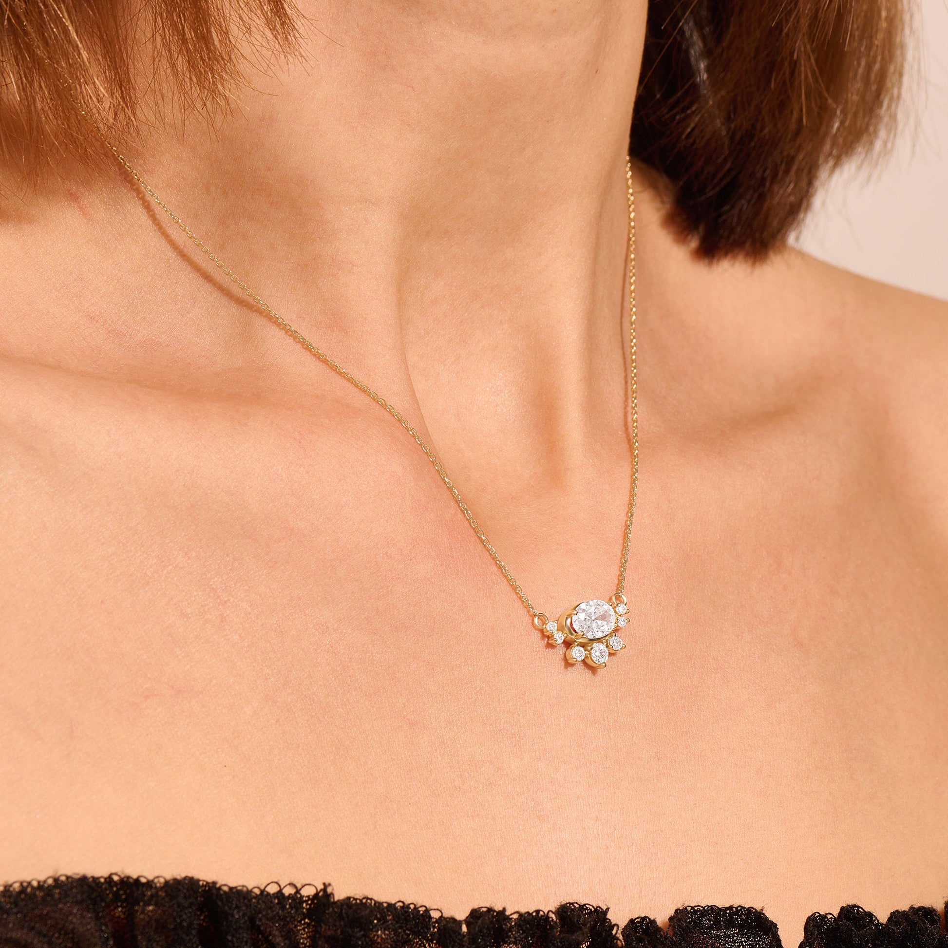 1.70 TCW Round Moissanite Multi Stone Necklace