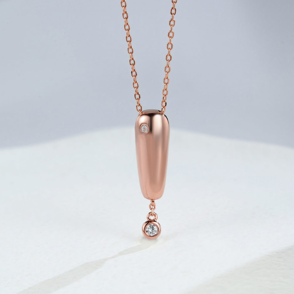 0.11 TCW Round Moissanite Bezel Charm Necklace