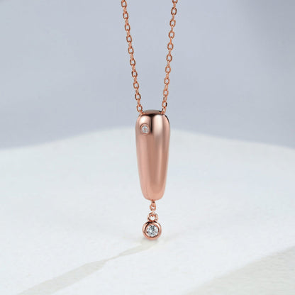 0.11 TCW Round Moissanite Bezel Charm Necklace