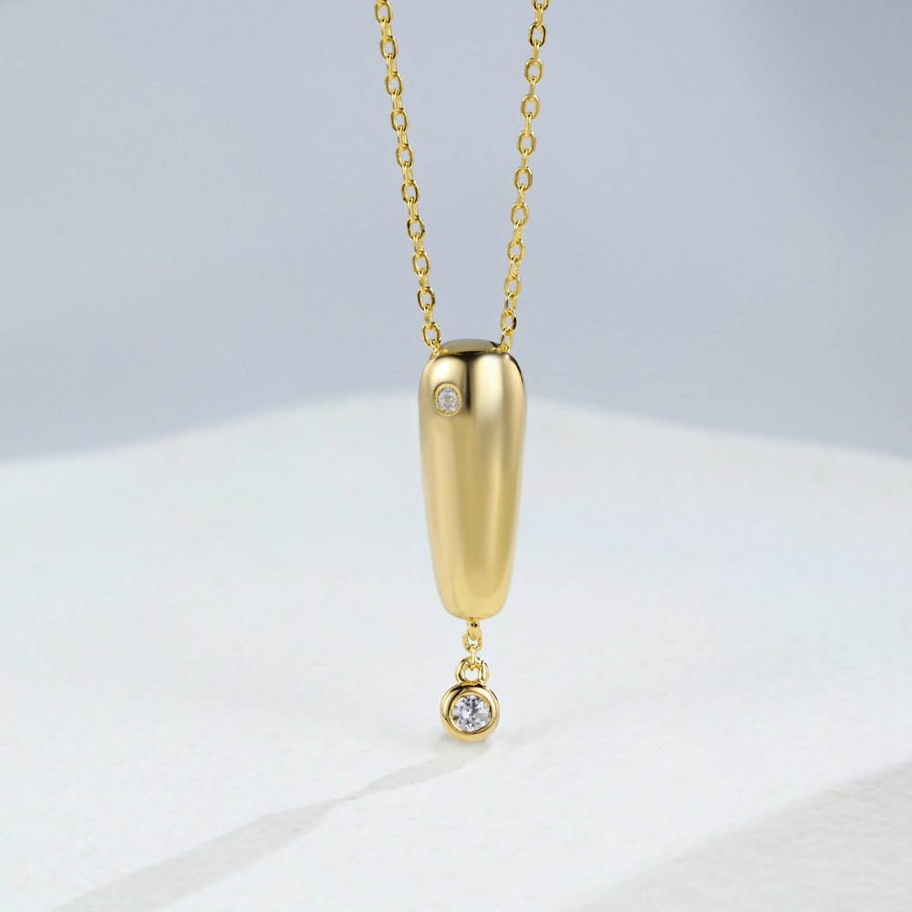 0.11 TCW Round Moissanite Bezel Charm Necklace