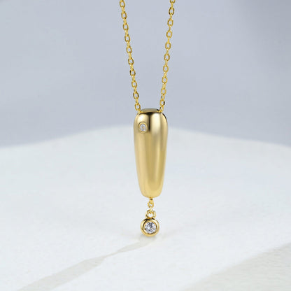 0.11 TCW Round Moissanite Bezel Charm Necklace