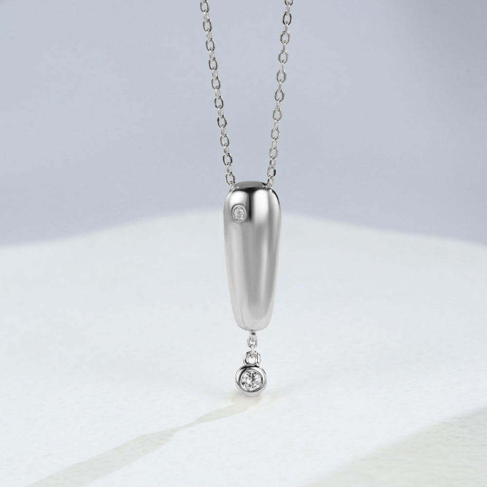 0.11 TCW Round Moissanite Bezel Charm Necklace