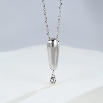0.11 TCW Round Moissanite Bezel Charm Necklace