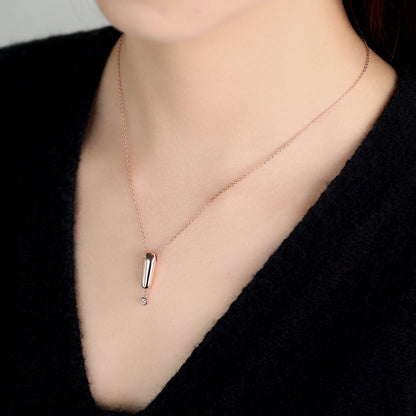 0.11 TCW Round Moissanite Bezel Charm Necklace