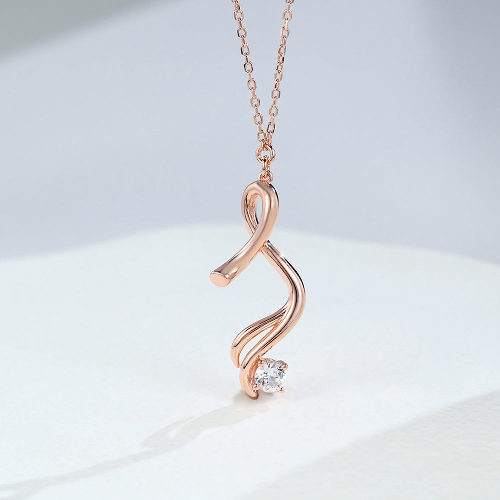 0.32 TCW Round Moissanite Twisted Solitaire Necklace