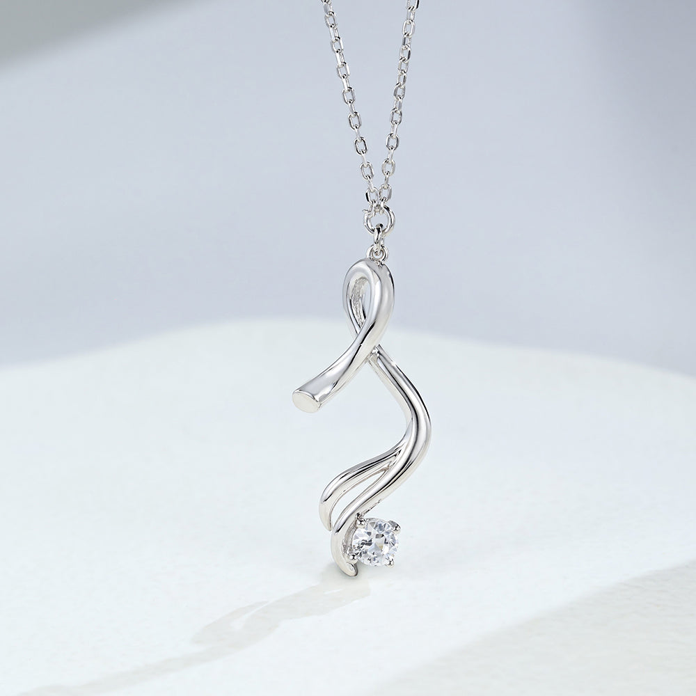 0.32 TCW Round Moissanite Twisted Solitaire Necklace