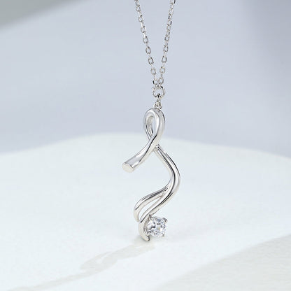 0.32 TCW Round Moissanite Twisted Solitaire Necklace
