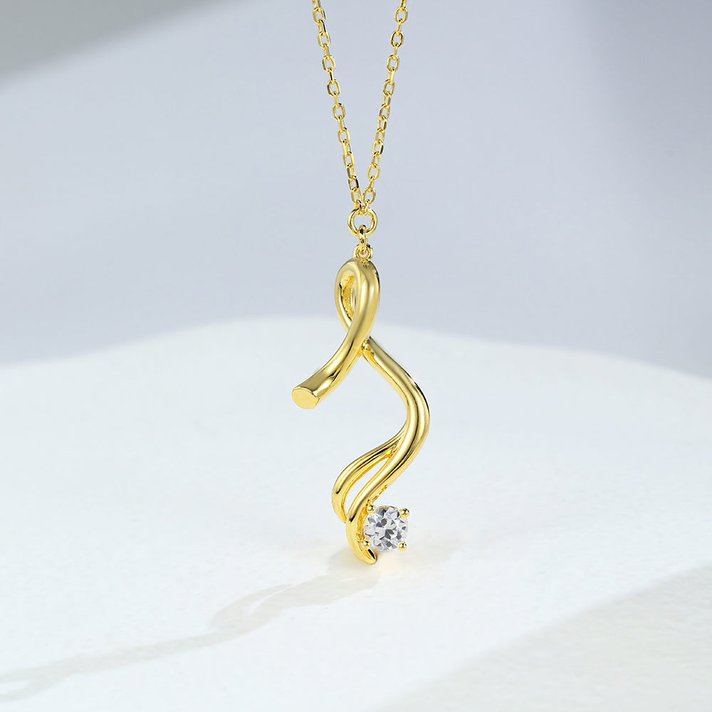 0.32 TCW Round Moissanite Twisted Solitaire Necklace