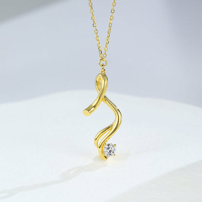 0.32 TCW Round Moissanite Twisted Solitaire Necklace