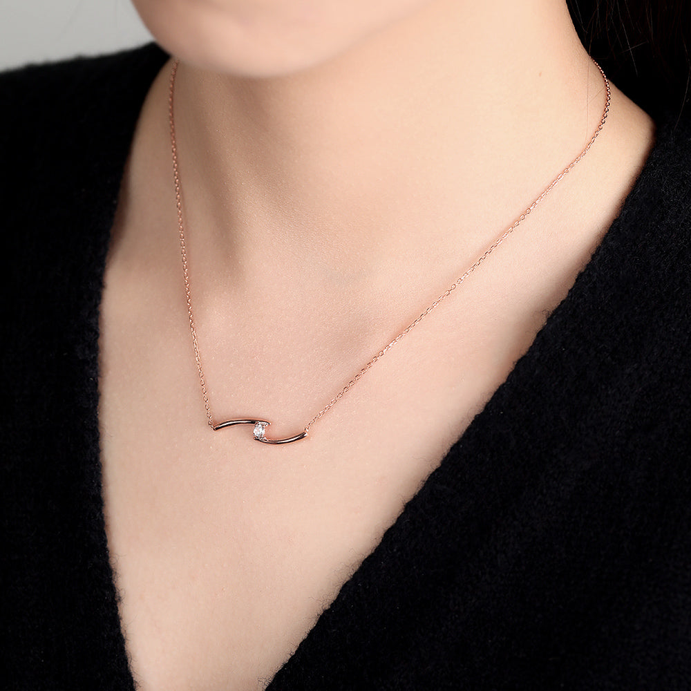 0.15 TCW Round Moissanite Solitaire Necklace