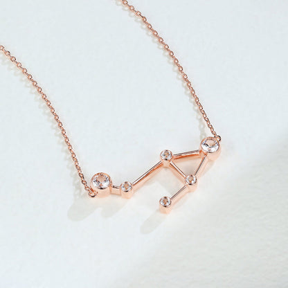0.69 TCW Round Moissanite Libra-Zodiac Sign Necklace