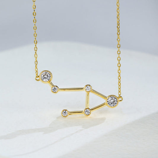 0.69 TCW Round Moissanite Libra-Zodiac Sign Necklace