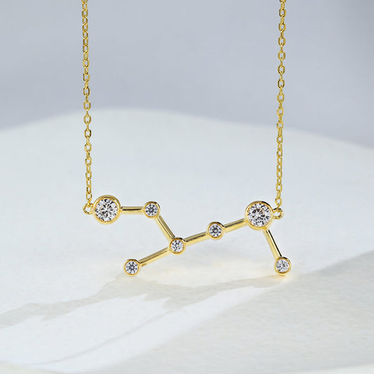 0.83 TCW Round Moissanite Virgo-Zodiac Sign Necklace