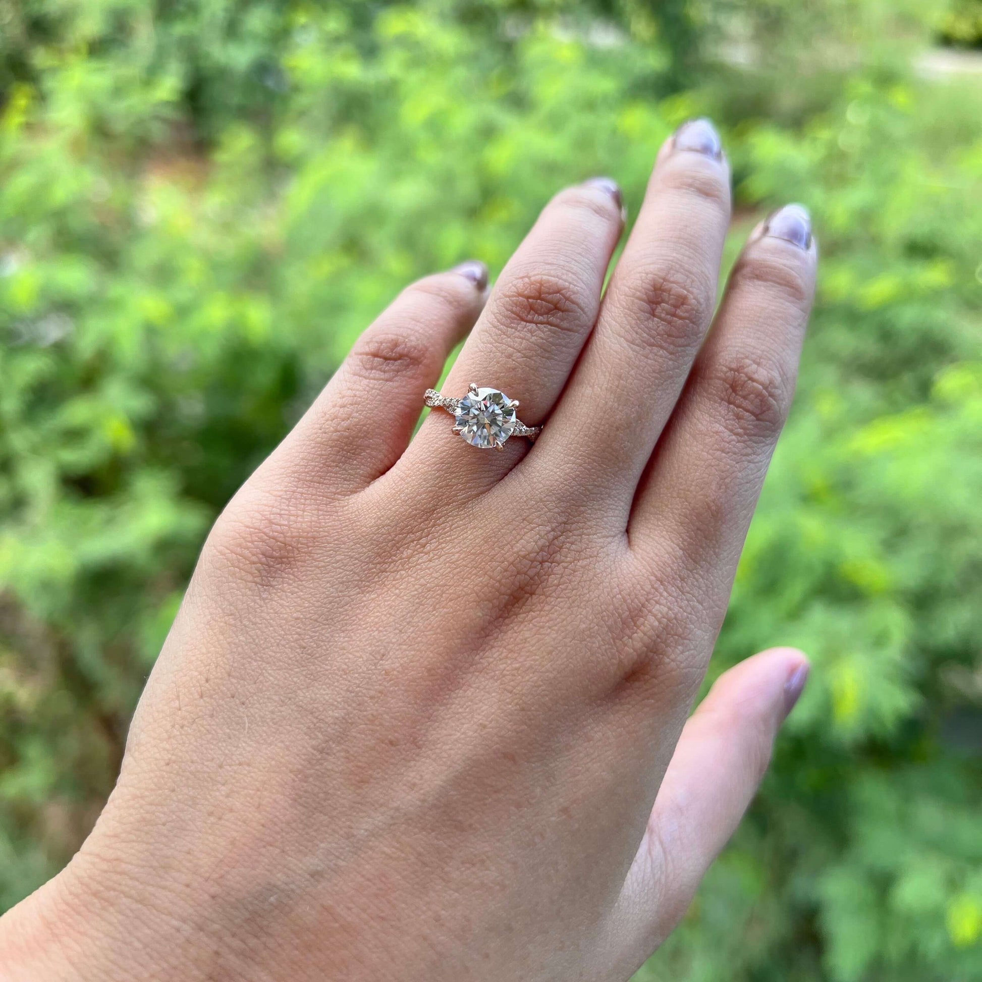 4.11 CT Round Twisted Pave Moissanite Engagement Ring