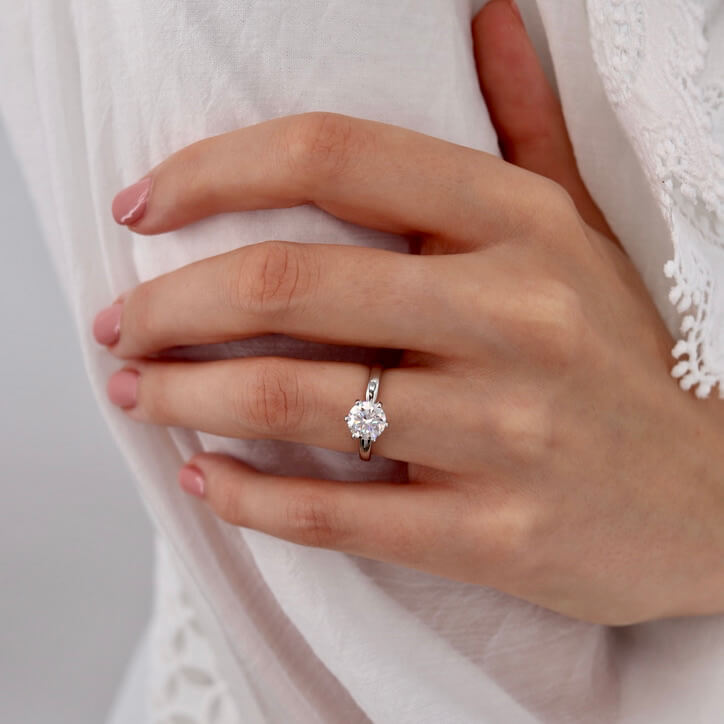 1.5 CT Round Solitaire Moissanite Engagement Ring