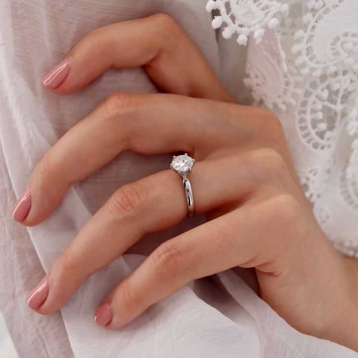 1.5 CT Round Solitaire Moissanite Engagement Ring