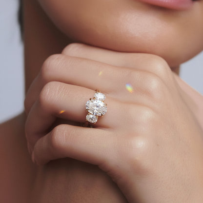 2 CT Emerald Pave Moissanite Engagement Ring