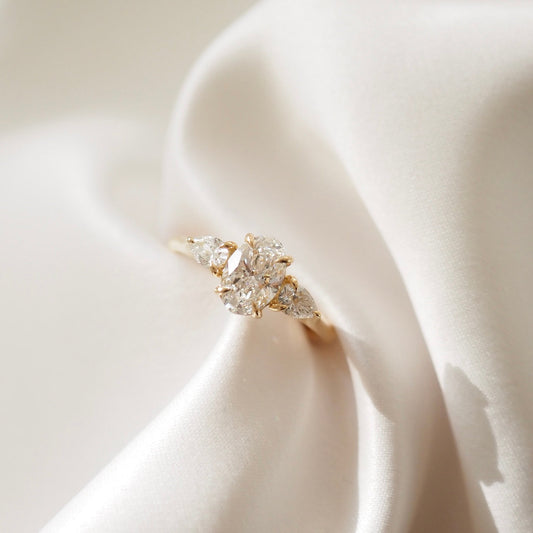 2 CT Emerald Pave Moissanite Engagement Ring