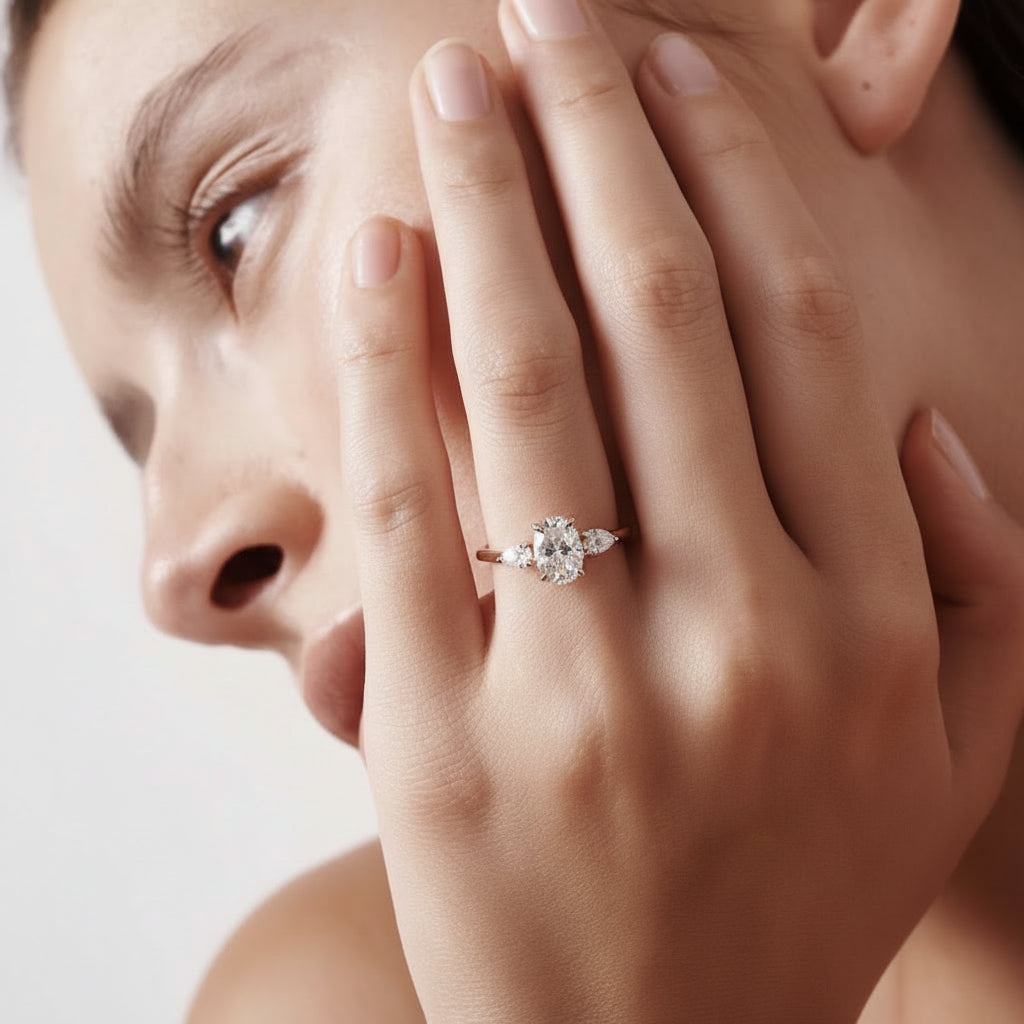 2 CT Emerald Pave Moissanite Engagement Ring