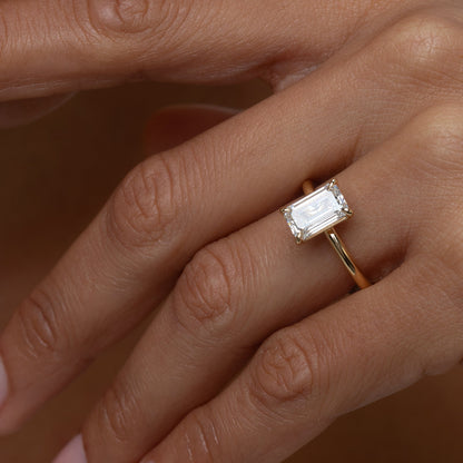2 CT Emerald Pave Moissanite Engagement Ring