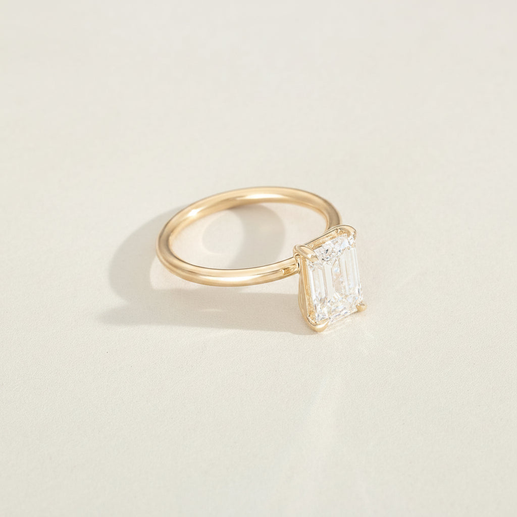 2 CT Emerald Pave Moissanite Engagement Ring