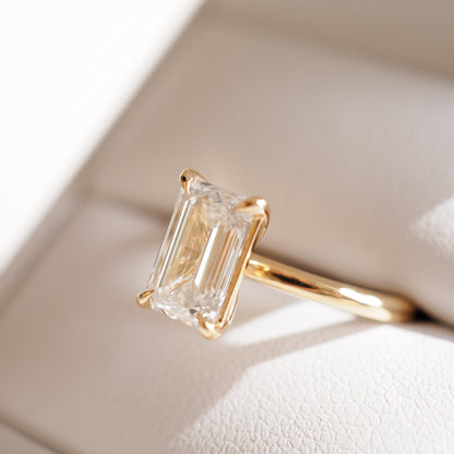 2 CT Emerald Pave Moissanite Engagement Ring