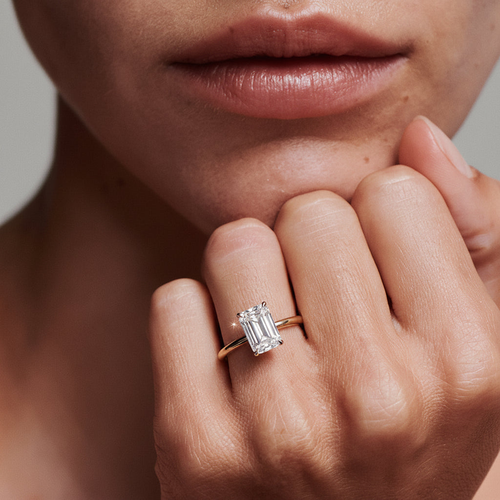 2 CT Emerald Pave Moissanite Engagement Ring