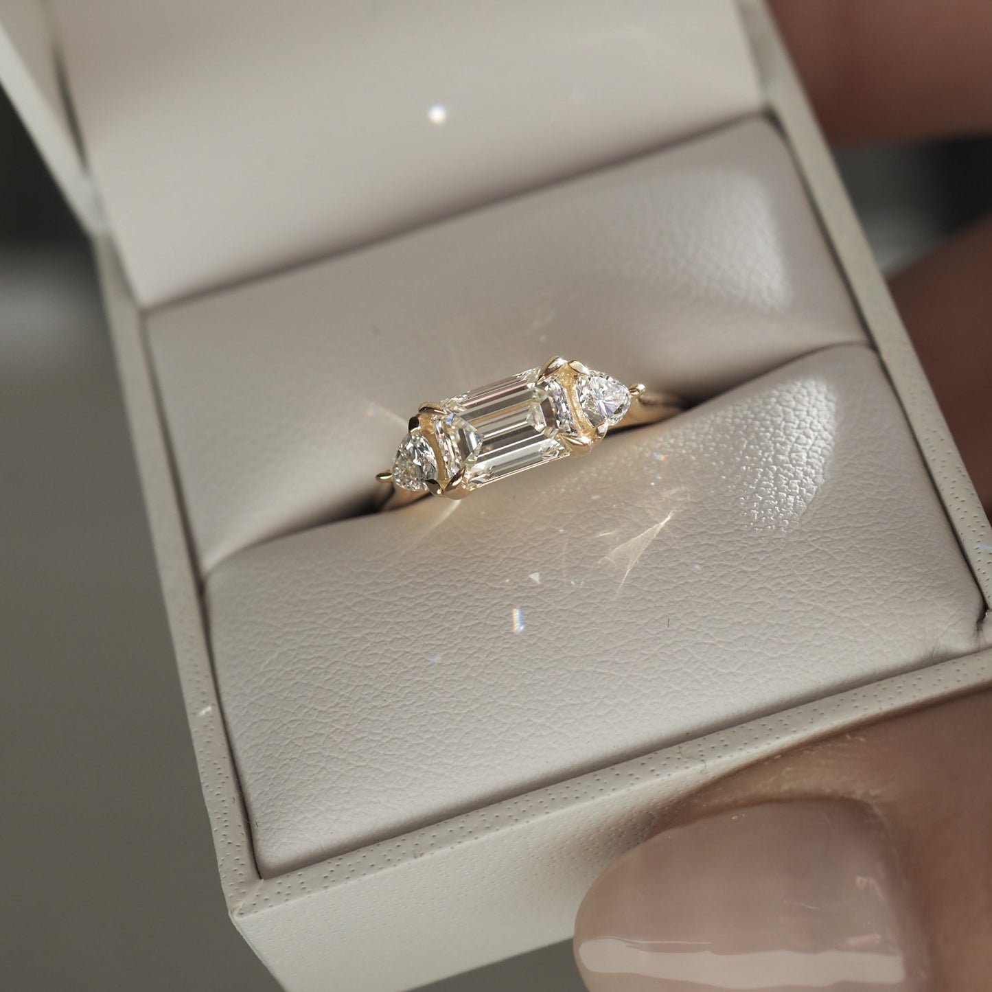 2 CT Emerald Pave Moissanite Engagement Ring