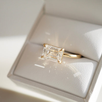 2 CT Emerald Pave Moissanite Engagement Ring