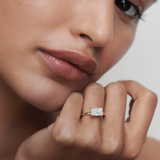 2 CT Emerald Pave Moissanite Engagement Ring
