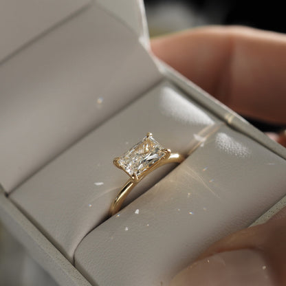2 CT Emerald Pave Moissanite Engagement Ring