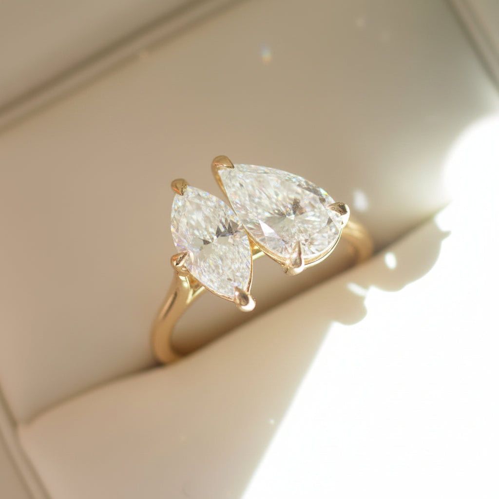 2 CT Emerald Pave Moissanite Engagement Ring