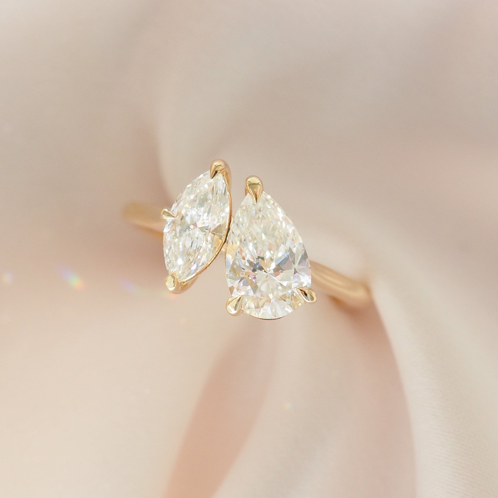 2 CT Emerald Pave Moissanite Engagement Ring