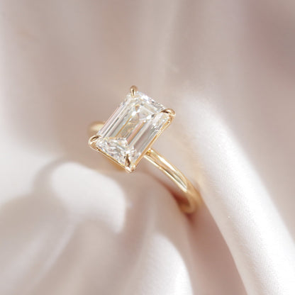 2 CT Emerald Pave Moissanite Engagement Ring