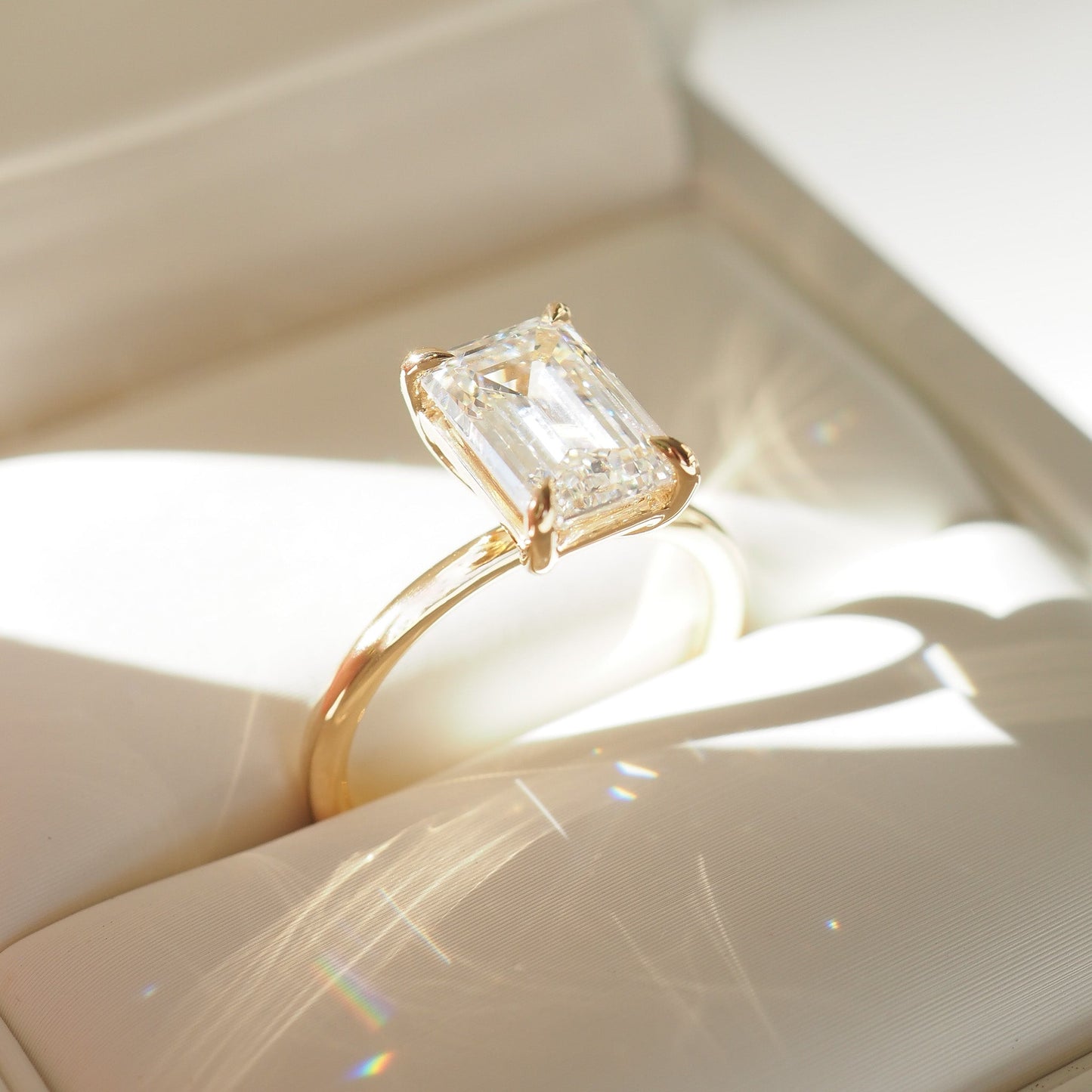 2 CT Emerald Pave Moissanite Engagement Ring