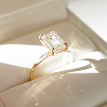 2 CT Emerald Pave Moissanite Engagement Ring
