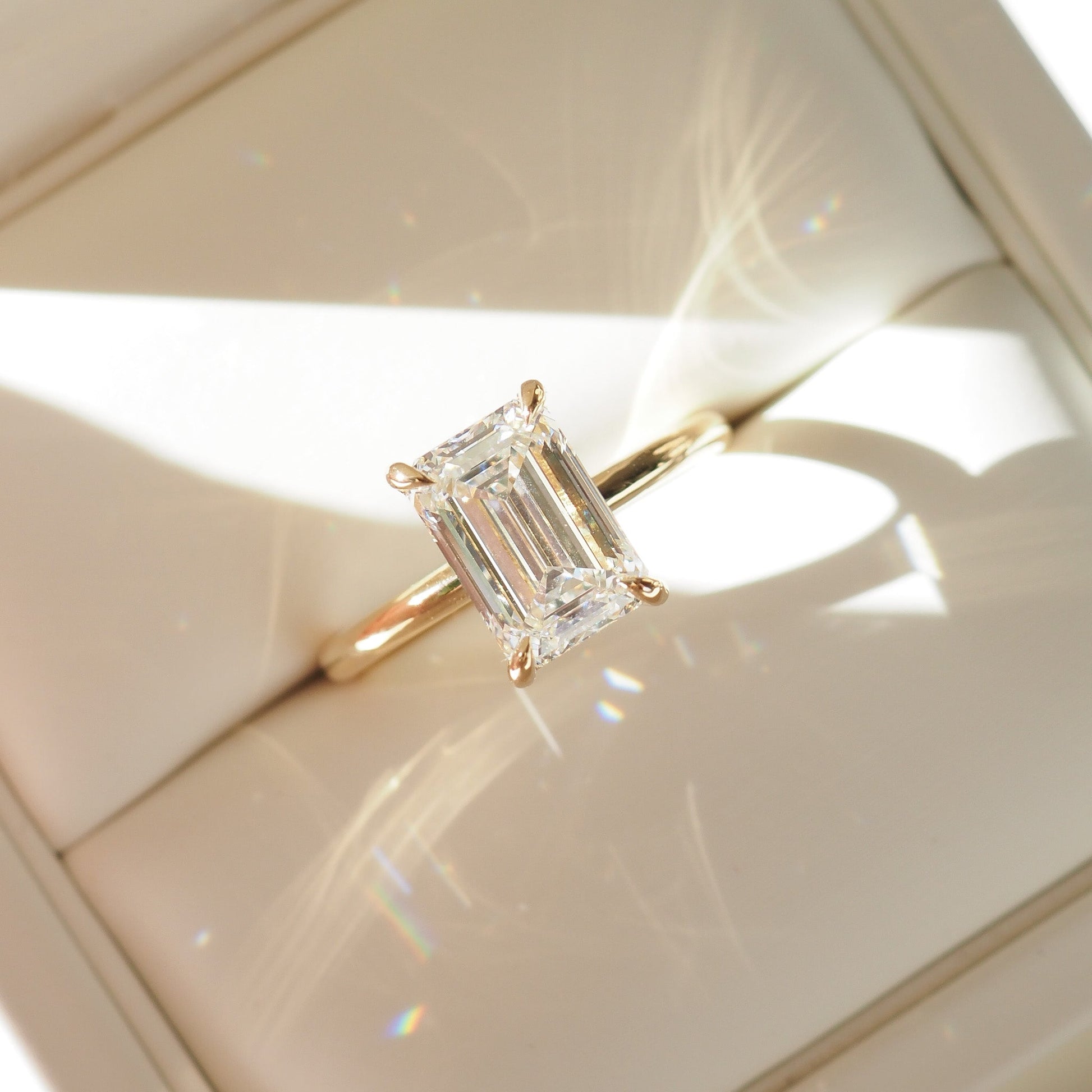 2 CT Emerald Pave Moissanite Engagement Ring